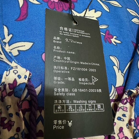 NWT R.Vivimos Long Sleeve Floral Retro V Neck Tassel Bohemian Dresses, XL 16/18 - Picture 9 of 11